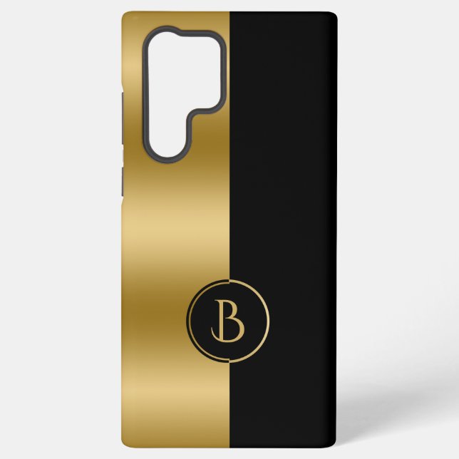 Funda Para Samsung Galaxy Diseño geométrico moderno Gold y Black Stripe 2 (Reverso )