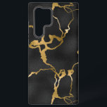 Funda Para Samsung Galaxy S22 Ultra Diseño lujoso de cristal negro y dorado<br><div class="desc">Imagen de un lujoso patrón negro y dorado,  diseño de cristal moderno.</div>
