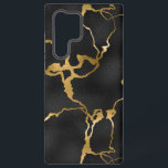 Funda Para Samsung Galaxy S22 Ultra Diseño lujoso de cristal negro y dorado<br><div class="desc">Imagen de un lujoso patrón negro y dorado,  diseño de cristal moderno.</div>