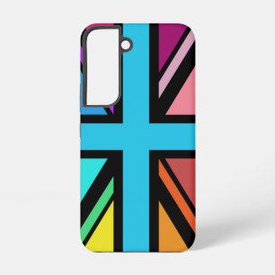 Funda Para Samsung Galaxy S22 Diseño multicolor y negro de la bandera Union Jack