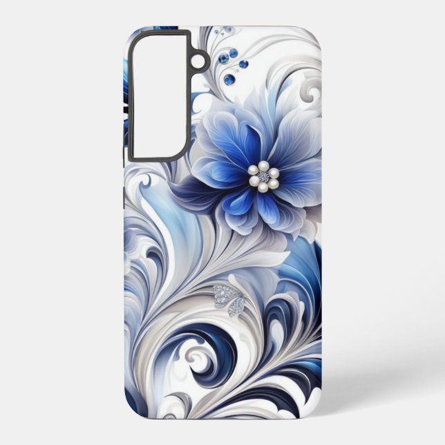 Funda Para Samsung Galaxy Diseño suave Blue Floral Pastel (Reverso )