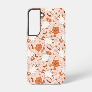 Funda Para Samsung Galaxy S22 Diviértete con Patrón Retro de Fantasmas y Jack-O-