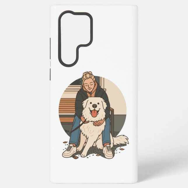 Funda Para Samsung Galaxy Dog Mom Hugging Fluffy Puppy Cute Pet Moment (Reverso )