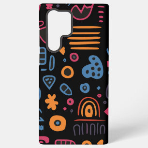 Funda Para Samsung Galaxy S22 Ultra Doodle Tribal Abstracto Neon Geométrico Negro