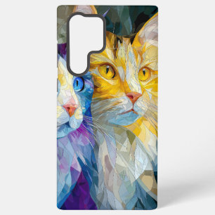 Funda Para Samsung Galaxy S22 Ultra Dos gatos púrpura y amarillos