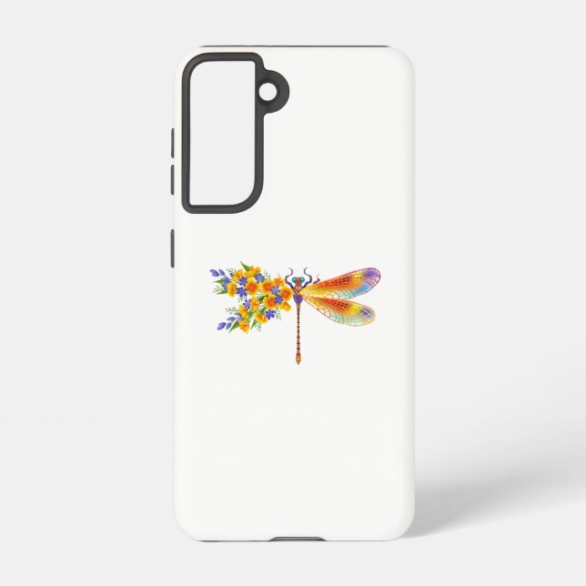 Funda Para Samsung Galaxy Dragón de flores amarillas (Reverso )