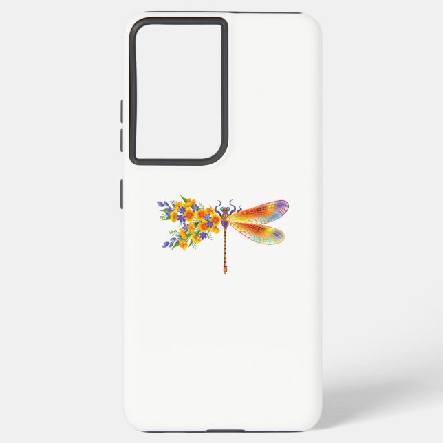 Funda Para Samsung Galaxy Dragón de flores amarillas (Reverso )