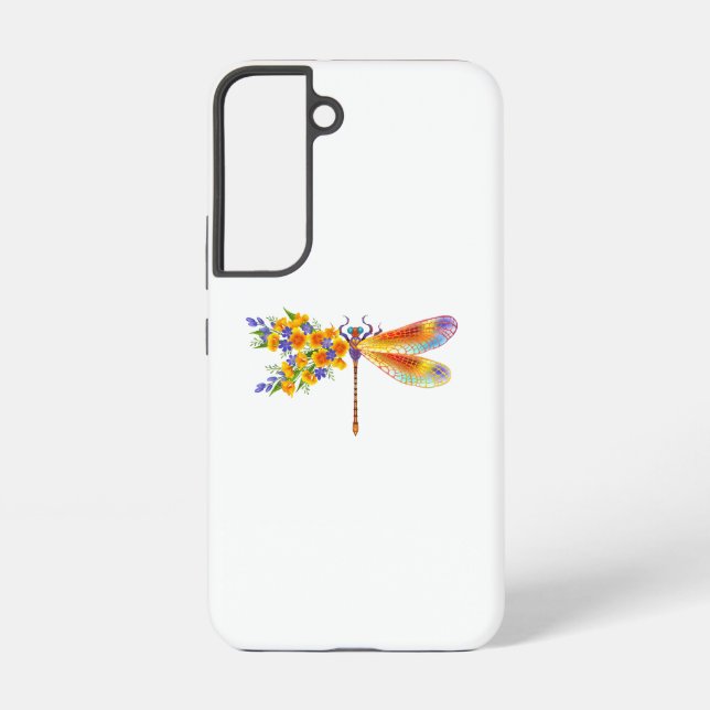Funda Para Samsung Galaxy Dragón de flores amarillas (Reverso )