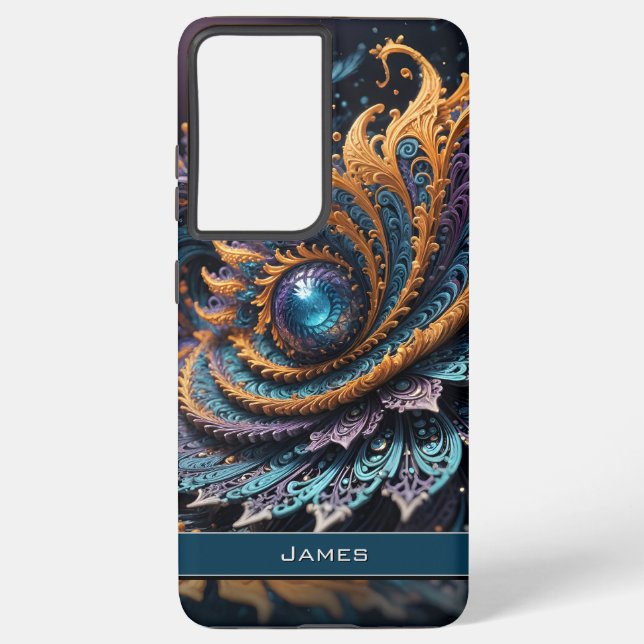 Funda Para Samsung Galaxy Dragon Eye Moderno Abstracto Nombre fractal geomét (Reverso )