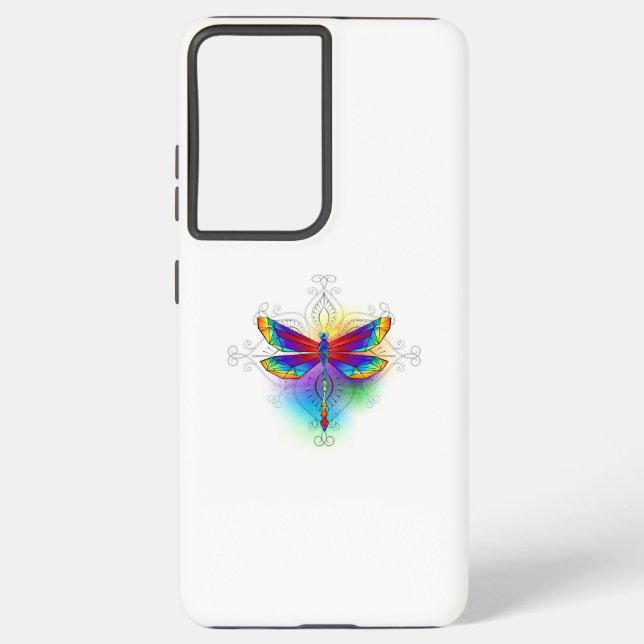 Funda Para Samsung Galaxy Dragón poligonal arcoiris (Reverso )