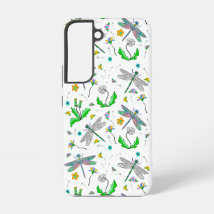 Funda Para Samsung Galaxy S22 Dragonflies caprichoso y Dandelions de mano