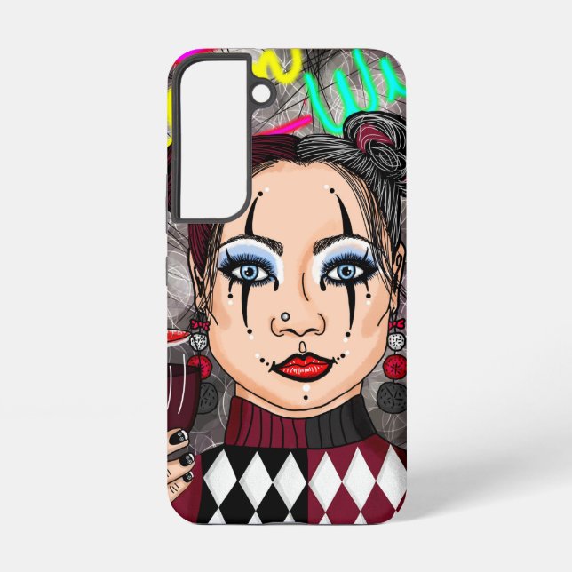 Funda Para Samsung Galaxy Dream Wild | Chica Gothic Harlequin Jester (Reverso )