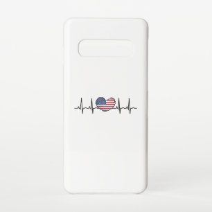 Funda Para Samsung Galaxy S10 EEUU Flag Hearbeat ECG Electrocardiografía
