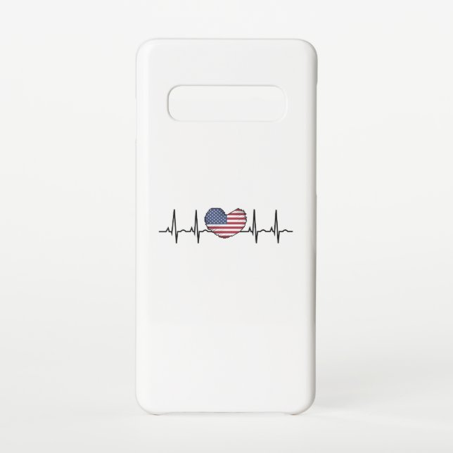 Funda Para Samsung Galaxy EEUU Flag Hearbeat ECG Electrocardiografía (Reverso)