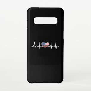 Funda Para Samsung Galaxy S10 EEUU Flag Hearbeat ECG Electrocardiografía