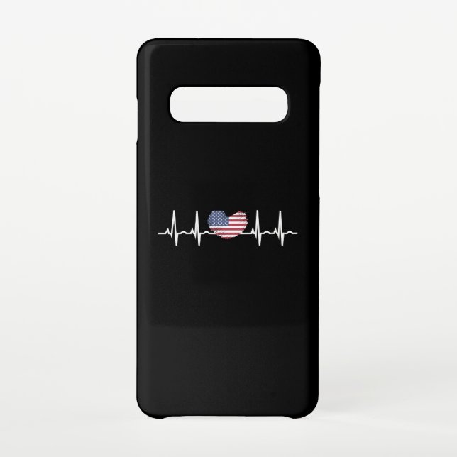 Funda Para Samsung Galaxy EEUU Flag Hearbeat ECG Electrocardiografía (Reverso)