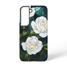 Efecto de vidrio manchado Samsung Funda, rosas bla