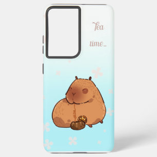 Funda Para Samsung Galaxy S21 Ultra El capibara bebe té de limón. Capibara cutáneo