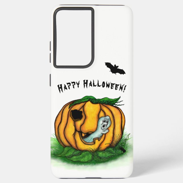 Funda Para Samsung Galaxy El fantasma de Halloween , Bat , Ghost y Spider (Reverso )