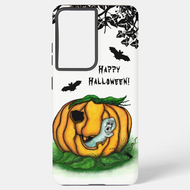 Funda Para Samsung Galaxy El fantasma de Halloween , Bat , Ghost y Spider (Reverso )
