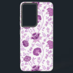Funda Para Samsung Galaxy S21  El gran patrón floral jacobino se pudre en blanco<br><div class="desc">Diseño de la superficie floral de estilo jacobeo en rosados contrastantes sobre un fondo blanco.</div>