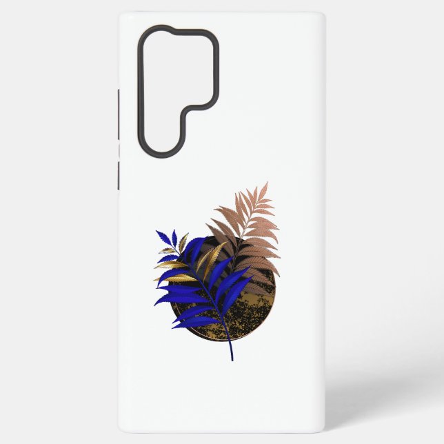 Funda Para Samsung Galaxy El helecho azul en círculo negro (Reverso )