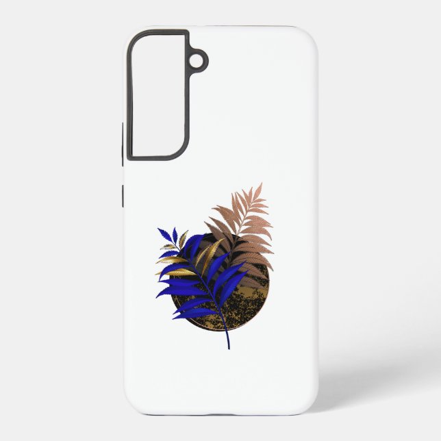 Funda Para Samsung Galaxy El helecho azul en círculo negro (Reverso )