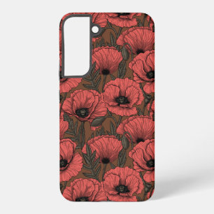 Funda Para Samsung Galaxy S22+ El jardín de adormidera en coral y marrón