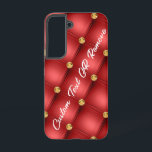 Funda Para Samsung Galaxy S22 El Personalizado del diamante dorado rojo tufado T<br><div class="desc">Fundas Samsung Galaxy o estuches para iPhone con Personalizado de cuero dorado tufado Nombre de texto Oro rojo regalo personalizado - Elegir / Añadir su texto favorito - Nombre O Eliminar texto - Hacer su regalo especial - Redimensionar y mover o eliminar y agregar texto / elementos con la herramienta...</div>