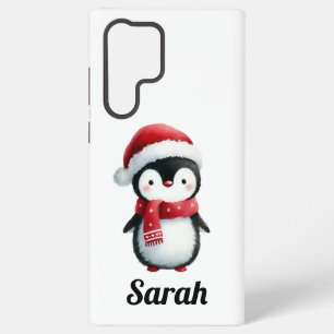 Funda Para Samsung Galaxy S22 Ultra El pingüino festivo en la alegría navideña