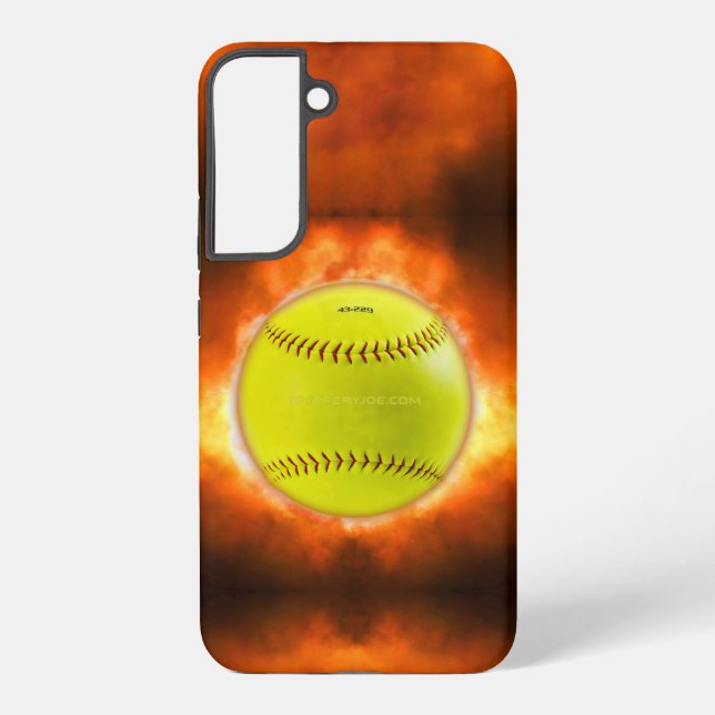 Funda Para Samsung Galaxy El softball de SlipperyJoe en el fuego fuego fuego (Reverso )