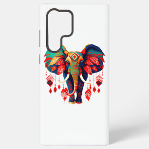 Funda Para Samsung Galaxy S22 Ultra Elefante Espiritual con Plumas Rojas