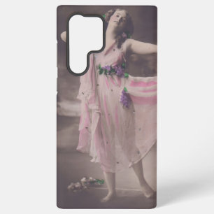 Funda Para Samsung Galaxy S22 Ultra Elegancia Vintage en Vestido Floral Rosa