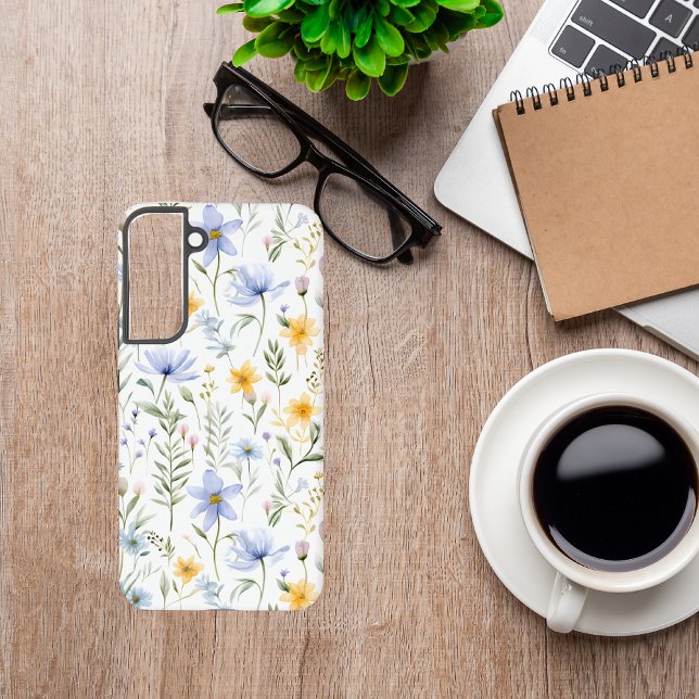 Funda Para Samsung Galaxy Elegant Blue Purple Watercolor Wildflower  (Subido por el creador)