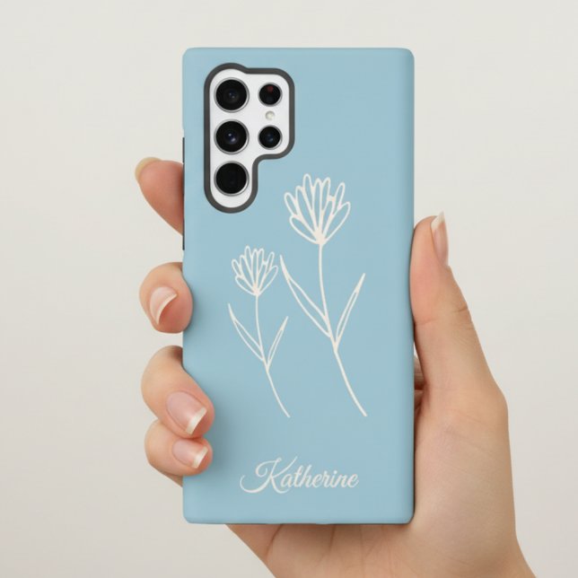 Funda Para Samsung Galaxy Elegant Dusty Blue Simple Flower Sports (Subido por el creador)