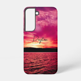 Funda Para Samsung Galaxy S22 Elegant Personalized Name Dusk Sunset Water
