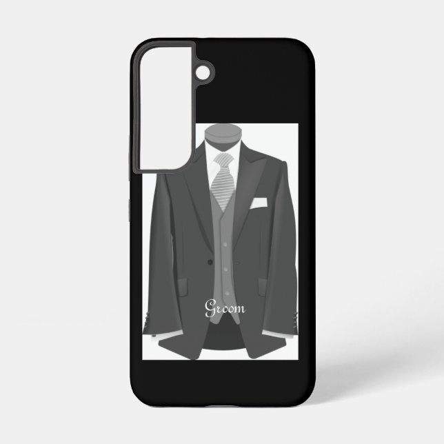 Funda Para Samsung Galaxy Elegant Script Wedding Tuxedo Suit Groom  (Reverso )