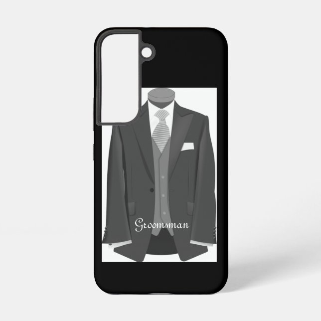 Funda Para Samsung Galaxy Elegant Script Wedding Tuxedo Suit Groomsman (Reverso )