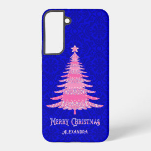 Funda Para Samsung Galaxy S22+ Elegante árbol de Navidad rosa brillo personalizad