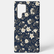 Elegante azul marino y lirio floral dorado
