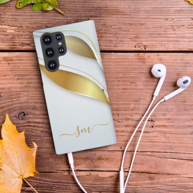 Funda Para Samsung Galaxy Elegante Caligrafía Iniciales Blanco Oro (Subido por el creador)