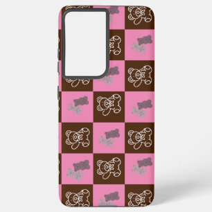 Funda Para Samsung Galaxy S21+ Elegante Chic Cuadro Marrón y Oso  