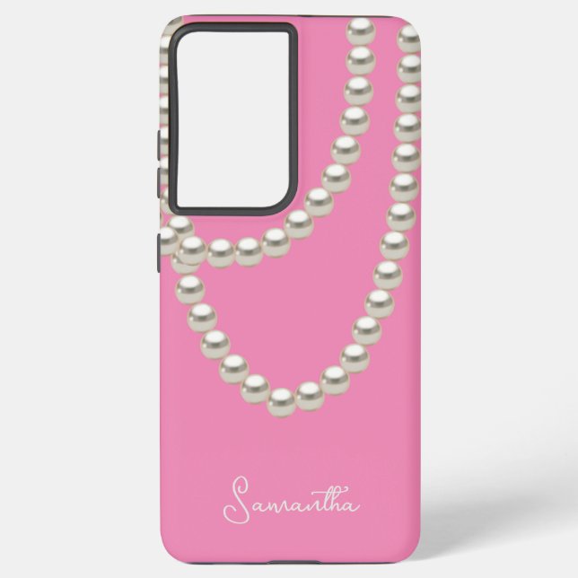 Funda Para Samsung Galaxy Elegante collar de perlas rosadas (Reverso )
