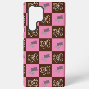 Funda Para Samsung Galaxy S22 Ultra Elegante Cuadro Marrón y Rosa