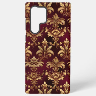 Funda Para Samsung Galaxy S22 Ultra Elegante damasco de Borgoña - Floral barroco vinta