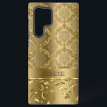 Funda Para Samsung Galaxy S22 Ultra Elegante Damasco y encaje de oro metálico<br><div class="desc">Elegante gaviota ornamentada,  damascos florales vintage y encaje en tonos oro metálico. Monograma personalizado. Pide cualquier color que quieras por correo electrónico.</div>