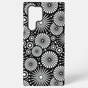 Funda Para Samsung Galaxy S22 Ultra Elegante Estallido de Flores Geométricas en Blanco