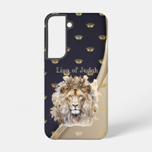 Funda Para Samsung Galaxy S22 Elegante Fe León de Judá Beige Azul Oro Coronas