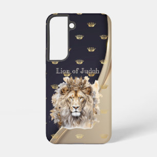 Funda Para Samsung Galaxy S22 Elegante Fe León de Judá Beige Azul Oro Coronas