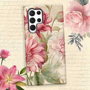 Funda Para Samsung Galaxy S22 Ultra Elegante Floral Antiguo Vintage Francés Collage